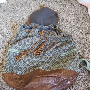 Blue leather backpack